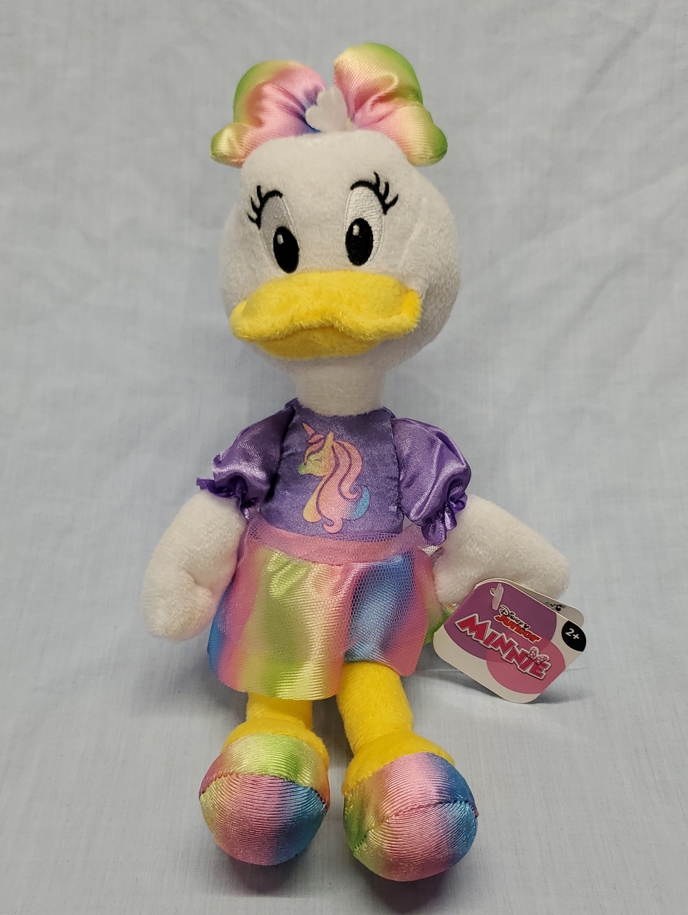 Disney Daisy Duck Plush in White, Yellow and Rainbow